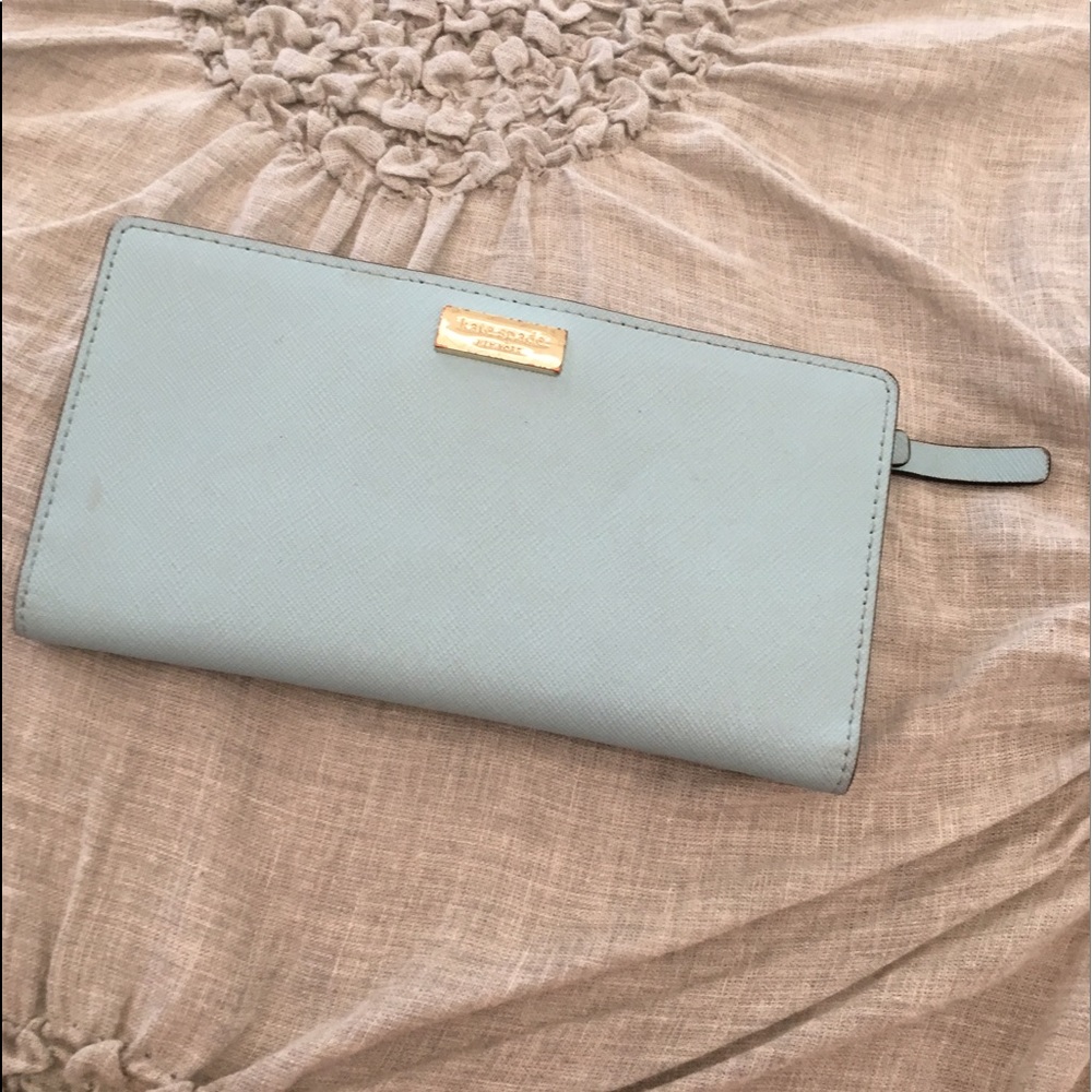 Kate Spade baby blue button wallet